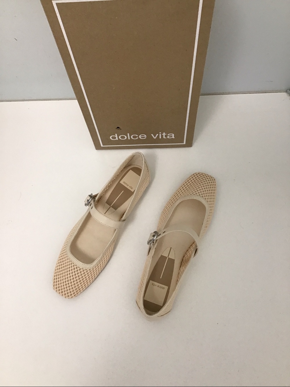 Dolce Vita Cream Rodni Mesh Mary Jane Flats with Buckle - Picture 2 of 2